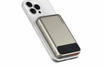 Stuffcool Click 10000mAh Slim Magnetic Wireless Powerbank Natural Titanium Finish Perfect for iPhone 16,15,14,13,12 with Led Display and 20W Fast Wired Charging – Charges iPhone 50% in 30 mins