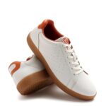 hummel Classic Pinnacle Casual Sneaker for Women Lightweight Breathable with Enhanced Comfort Cushioned Insole and Slip-Resistant Work and Play Casual Shoes- UK 3 White & Orange
