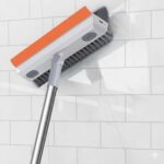 3-in-1 Bathroom Cleaning Brush with Wiper, Long Handle, 180° Rotate, Silicone Squeegee, Floor Scrub for Tiles, Kitchen and Bathroom