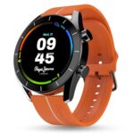 Pebble Pepe 1.39″ (3.53 cm) 600 Nits HD Display, BT Calling, Metal Alloy, Health Suite, Smart Calculator, Alarm & Notification, Orange