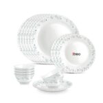 Treo by Milton Opalware Aurelia Murel Dinner Set of 18 | Serving for 6 | Microwave & Dishwasher Safe | Bone-Ash Free | Tempered Toughness | Plates & Bowls | Crockery Set for Dining & Gifting