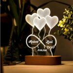 Artistic Gifts Handcrafted 3D Illusion Personalized LED Lamp for Couples Marriage Anniversary| Customized Night Lamps Wedding Anniversary Couple Valentine Gifts for Wife, Husband, Parents, Friends.
