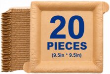 Peel Plate [1-Pack] 20 Servings Total – Large 9.5in X 9.5in Multi-Use Reusable Paper Plates 90% Less Waste for Home or On-The-Go Mealtime & Snacktime – Peelable Dinnerware 20 Count