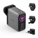 Stuffcool Nomad Pro 140W GaN Charger PD 3.1 AVS, Colour TFT Display,Super Fast Charging 2.0 Charges MacBook pro, Laptop, Smartphone, Gaming Laptop, Exchangeable EU,US,UK pins Works in 150+ Countries