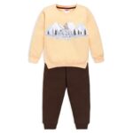 LuvLap Baby Girls Full Sleeve Sweatshirt & Pyjama Set Pack Of 1, Cotton Rich Fleece, Mango, M (3 to 6 Months)