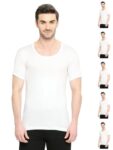VIP Bonus Premium RNS Mens 100% Cotton Round Neck with Half Sleeve White Vest, 85 Size, Pack of 6