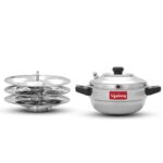 Lifelong Idli Cooker 3 Plate | 12 idlis | Stainless Steel Idli Cooker, Induction and Gas Stove Compatible Idli Maker (LLIDCKR03, Steel Silver)