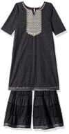 Amazon Brand – Jam & Honey Girls Sharara Kurta Set(AW22KSHR01_Black_9-10 Years)