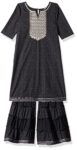 Amazon Brand – Jam & Honey Girls Sharara Kurta Set(AW22KSHR01_Black_9-10 Years)
