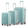 Provogue Lumina Hard-Sided PP Trolley Bag Set of 3 | Expandable Space with 8 Wheels Trolley Bags for Travel |Lightweight with Combination Lock|5 Year Warranty (Turquoise Blue)
