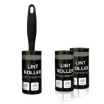SKVM pet lint Remover Roller for Clothes Lint Rollers Brush Reusable Sticky Picker Cleaner Easy Tear Sheets Travel Pet Hair 10cm Sheet Set of 3 Rolls, 60 Sheet Each roll (3 Rolls | Black)