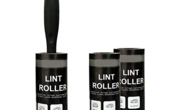 SKVM pet lint Remover Roller for Clothes Lint Rollers Brush Reusable Sticky Picker Cleaner Easy Tear Sheets Travel Pet Hair 10cm Sheet Set of 3 Rolls, 60 Sheet Each roll (3 Rolls | Black)