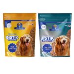 Dr. Pets Pack of 2 (900g Each) Bistik Dog Biscuits | Milk Chicken & Chicken Liver Flavour | Gluten Free Crunchy Dog Treats for Puppies & Adult Dogs | Healthy Training Snacks for All Breeds