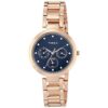 TIMEX Analog Watch for Women with Blue Round Dial & Rose Gold Stainless Steel Bracelet Band Water Resistant Women’s Wrist Watches – TW000X215
