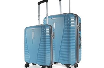Aristocrat Air Pro Trolley Bag Set of 2 Polypropylene Spinner Wheels Hard Luggage (55Cm and 66Cm) | Cabin and Medium Check-in Luggage | Secured Combination Lock | Cross Teal | Unisex