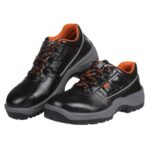 BLACK+DECKER Black Grain Leather Safety Shoes for Men | Antislip, Oil & Chemical Resistant| Double Density | Steel Toe | BXWB0111IN | Size-05