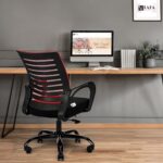 IAFA FURNITURE Diego Office Chair with Height Adjustable Mechanism, Ergonomic Mid-Back Mesh Design,Heavy Duty Metal Base,Adjustable Support, Multi-Adjustment Revolving Chair (Red) (DIY)