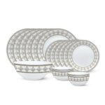 Larah by Borosil Syrah Kohinoor Series Opalware Dinner Set | 19 Pcs for Family of 6 | Microwave & Dishwasher Safe | Bone-Ash Free | Crockery Set for Dining & Gifting | Plates & Bowls | White