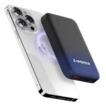 Ambrane Magsafe Wireless 10000Mah Fast Charging USB Type-C Input Power Bank, Strong Magnet, 22.5W Output For iPhone 12 & Above, Android & Other Qi Enabled Devices + Magnetic Ring (Aerosync Snap, Blue)