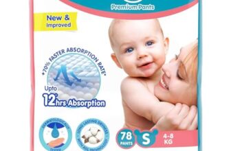 Amazon Brand – Supples Premium Baby Diaper Pants | 78 Baby Diapers | Small | 4-8 Kg | 12 Hrs Absorption | Cushiony Cotton Soft Fabric | Phthalates-Free | Triple Leak Guard