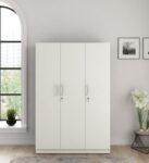 Spacewood Optima Wardrobe | 3 Year Warranty | Almirah, Cupboard, Almari, 3 Door Wardrobe, 2 Hanging Space|Engineered Wood| Kingston White