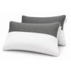 DALUCI Hollow Fiber Pillows Set of 2 Sleeping Pillow Adjustable Height | Soft Fluffy Bed Pillows for Sleeping | White & Grey | 27 x 16 Inches