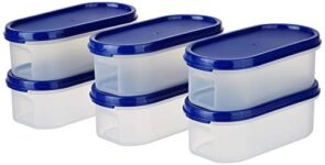 Amazon Brand – Solimo Modular Plastic Storage Containers With Lid (Transparent,Set Of 6, 525ml)