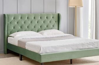 Home Centre | Helios Bravo Roxy Upholstered King Size Bed Without Storage | Engineered Wood | Green | 1 Year Warranty