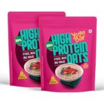 Yogabar 26g High Protein Oats 1kg x 2, Fruits Nuts & Seeds – Breakfast Cereal with Wholegrains, 26% Protein & No added sugar – Oats High Protein for Gym – Premium Protein Blend with Whey Protein Powder – with Goodness of Chia, Sunflower & Pumpkin Seeds & Probiotics for Absorption