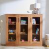 Home Centre | Quadro 3-Door Book Cabinet | Engineered Wood | Brown | 1 Year Warranty