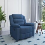 Nilkamal Sierra Velvet Fabric Manual Recliner | 1 Seater Sofa | Single Recliner | 1 Seater Chair Sofa | Finish Color – Blue