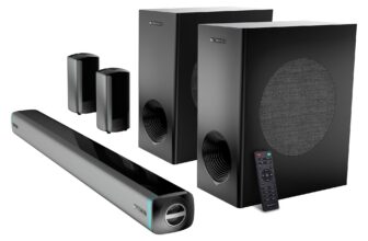 ZEBRONICS Juke bar 9550 pro 5.2 Soundbar (625 Watts), Dolby Audio, Dual Wireless Subwoofer & Wired Satellite, BT v5.3, HDMI ARC, Optical, Powerful Bass, RGB LED Lights, Wall Mountable, Silver
