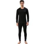 Amul Comfy Men’s Parka V Neck and Trouser Thermal Set Black