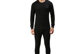 Amul Comfy Men’s Parka V Neck and Trouser Thermal Set Black