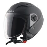 Vega VO-05 Clark ISI Certified Open Face Motorcycle Helmet with High-Impact ABS Shell, Scratch-Resistant Visor, Comfortable Breathable Inner Padding & Secure Strap – Dull Black – M