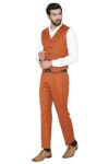 WINTAGE Men’s Polyester Cotton and Evening Vest & Pant Set: Orange
