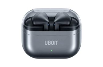 UBON J-37 Air Tiger Pro Wireless Earbuds – Up to 45H Playtime | Bluetooth v5.4 TWS Earbuds with HD Sound, Type-C Fast Charging, Voice Assistant Support & Lightweight Comfort – Silver