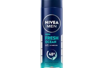 NIVEA Men Fresh Ocean Deodorant Spray, 150ml | 48 H Active Odour Protection | Fresh Long Lasting Deo for men | Fights Odour causing bacteria | Aqua and Sandalwood | 150ml