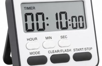 AERYS Digital Kitchen Timer and Stopwatch, Large LCD Display, 24-Hour Countdown, Loud Alarm, Magnetic Back, Retractable Stand, Flashing Light, for Study, Cooking, Office (Black)