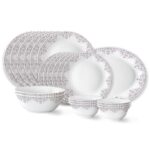 Larah by Borosil Lark Fluted Series Opalware Dinner Set | 21 Pieces for Family of 6 | Microwave & Dishwasher Safe | Bone-Ash Free | Crockery Set for Dining & Gifting | Plates & Bowls | White