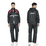 Amazon Brand – Symactive Polyester Water Resistant Rain Coat with Pant (Black, Small)