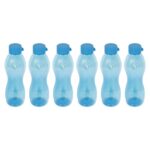 PEARLPET Pheonix BPA-Free Plastic Water Bottle Set |Lightweight, Leak-Proof & Freezer Safe – Pack of 6 (1000ml Each), Blue