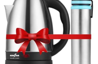 Kenstar ESTELLA COMBO Electric Kettle 1.8L & Stainless Steel Bottle | Concealed Heater | Auto Cut-Off & LED Indicator | 1350 W | SS Finish