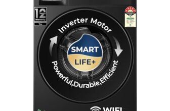 Haier 7 Kg AI One Touch, AI Smart Wash (AI-DBT), PuriSteam, 525mm Super Drum, In-Built Heater,WI-FI, Fully Automatic Front Load Washing Machine, (EFL70-IM12F3BKU1 | Black)