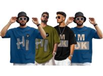 AUSK Mens Loose Fit Oversized Printed Cotton T-Shirts Half Sleeve Drop Shoulder Men Tshirt Pack of 4