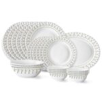 Larah by Borosil Ora Gold Fluted Series Opalware Dinner Set | 21 Pieces for Family of 6 | Microwave & Dishwasher Safe | Bone-Ash Free | Crockery Set for Dining & Gifting | Plates & Bowls | White
