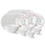 Larah by Borosil Boro Fluted Series Opalware Dinner Set | 27 Pieces for Family of 6 | Microwave & Dishwasher Safe | Bone-Ash Free | Crockery Set for Dining & Gifting | Plates & Bowls | White
