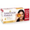 Santoor PureGlo Glycerine Soap with Almond Oil and Glycerine, 125g (Pack of 6) for Nourished Glowing Skin