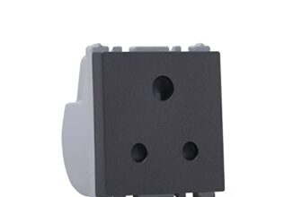 Wipro Northwest Nowa 6A 3 – Pin Socket With Euro Pin, Silver Grey (pack of 10)