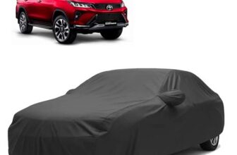 Sulfar 100% Water Resistant Car Body Cover Compatible with Mirror for Toyota Legender (Triple Stitched, Full Bottom Elastic, Dark Grey)